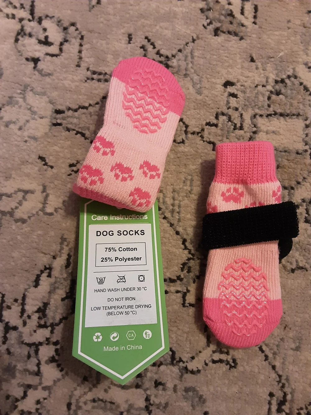 Pink Non-Slip Dog Paw Socks